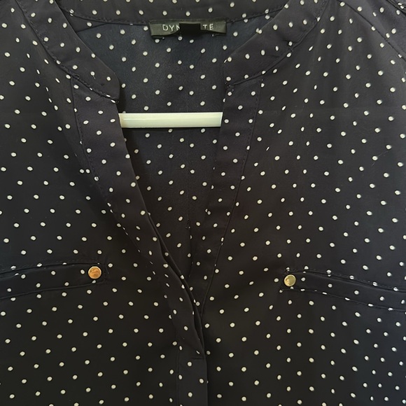 Dynamite Dark Blue with Polka Dot Blouse - Picture 4 of 9